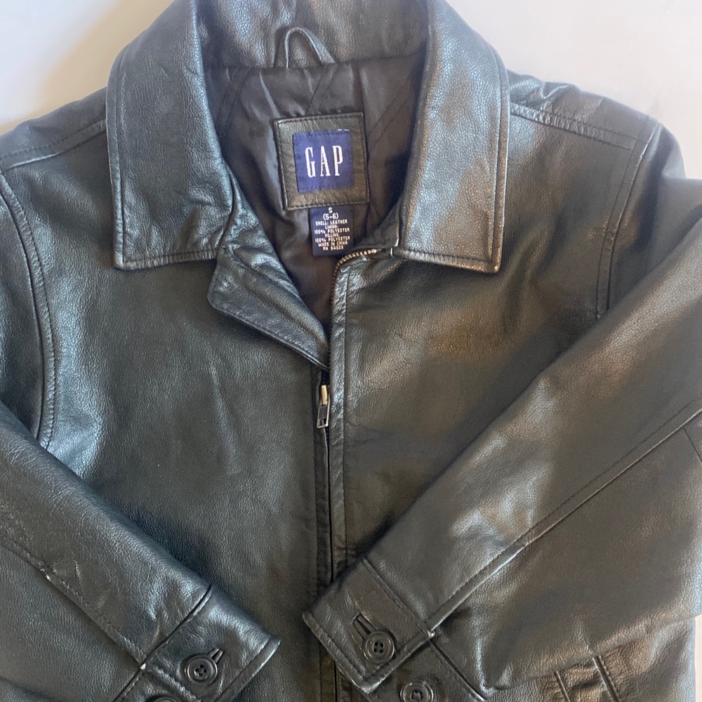 Vintage Gap kids black leather jacket